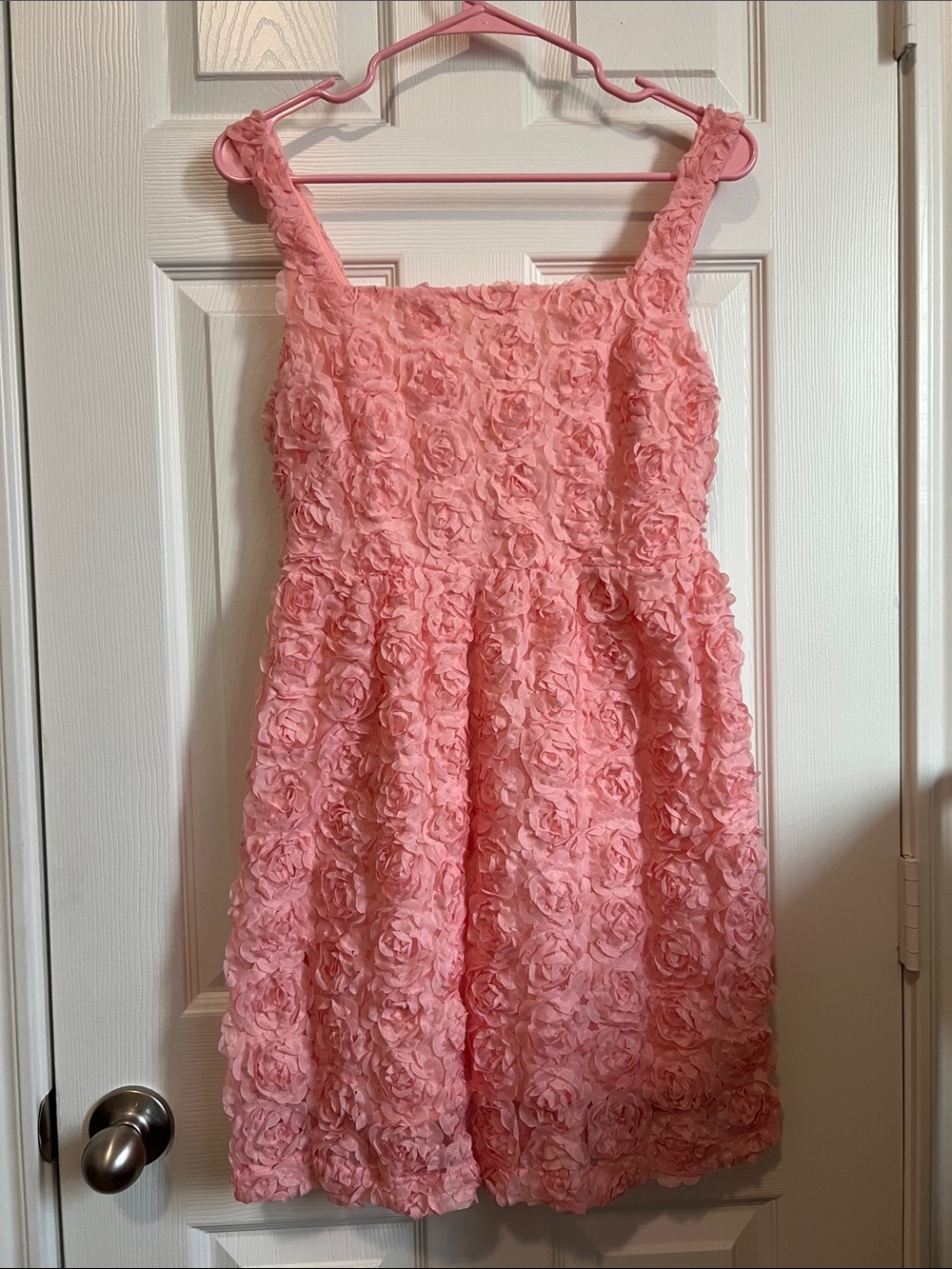 Sleeveless Pink Rosette-Texture Formal Dress for Girls
